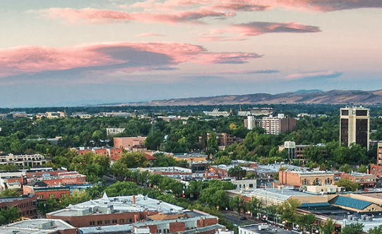 aerial view of city of Fort Collins