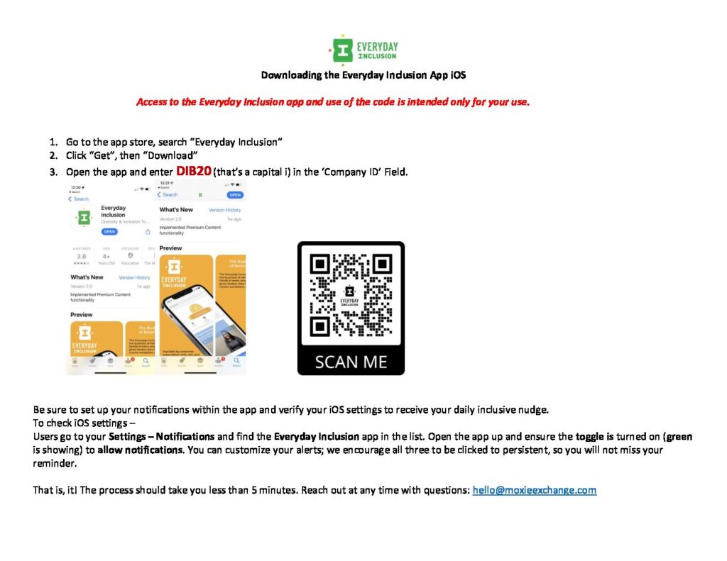 Complimentary Download Instructions for Everyday Inclusion app