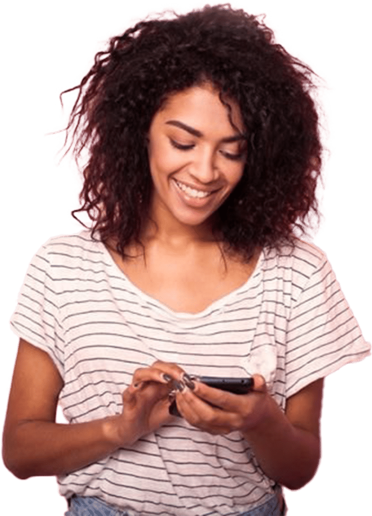 Woman checking smart phone